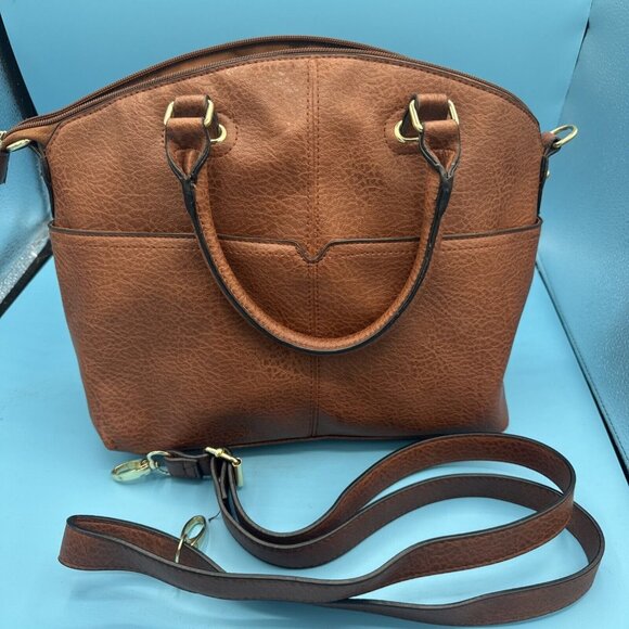 Bueno Bron Faux Leather Top Handle Purse Handbag tassel - Picture 3 of 8